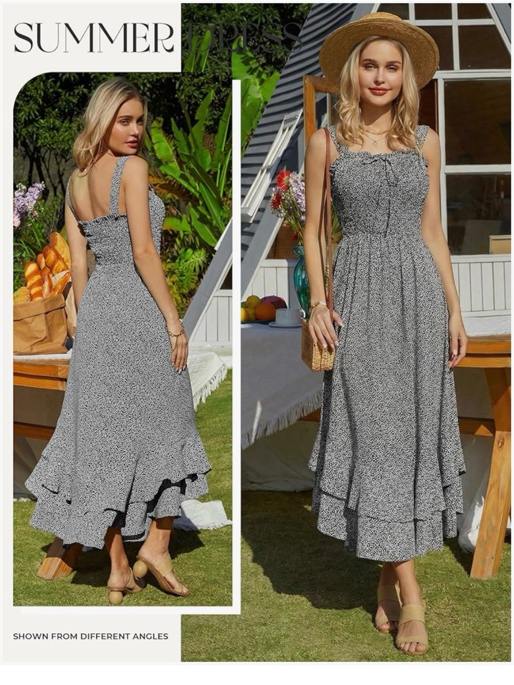 Grace Karin Black and White Floral Maxi Dress